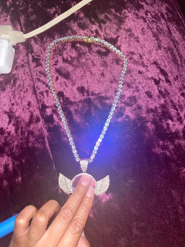 Customer photo review of Angel Wing Photo Necklace With Picture Inside – Custom Personalized Pendant