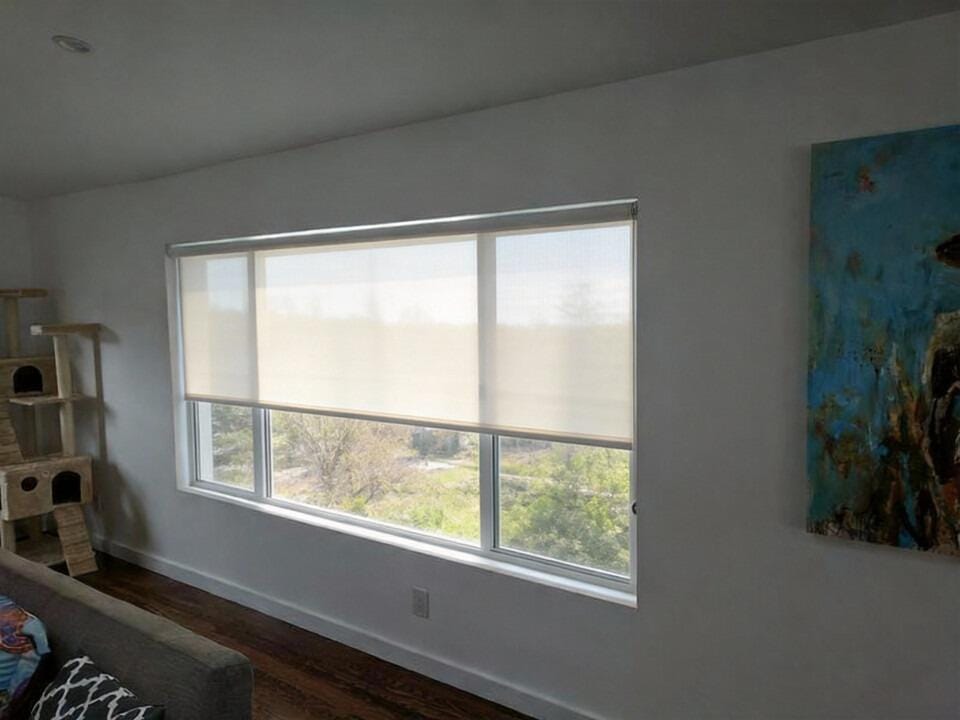 Customer photo review of Smart Motorized Light Filtering Sheer Roller Shades Translucent Vision