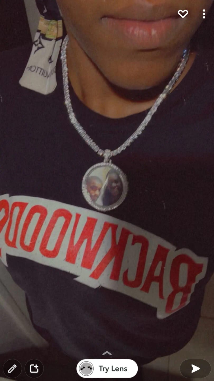 Customer photo review of Medallion Photo Necklace With Picture Inside – From Son or Daughter – Custom Personalized Pendant