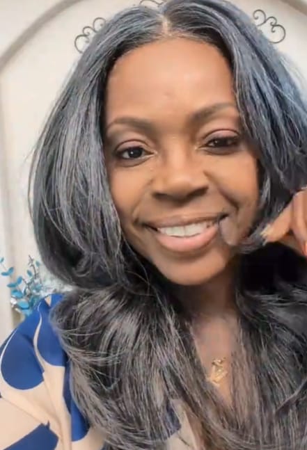 Customer photo review of Luvwin Salt & Pepper Gray Beginner Friendly Glueless Straight Wig 100% Human Hair