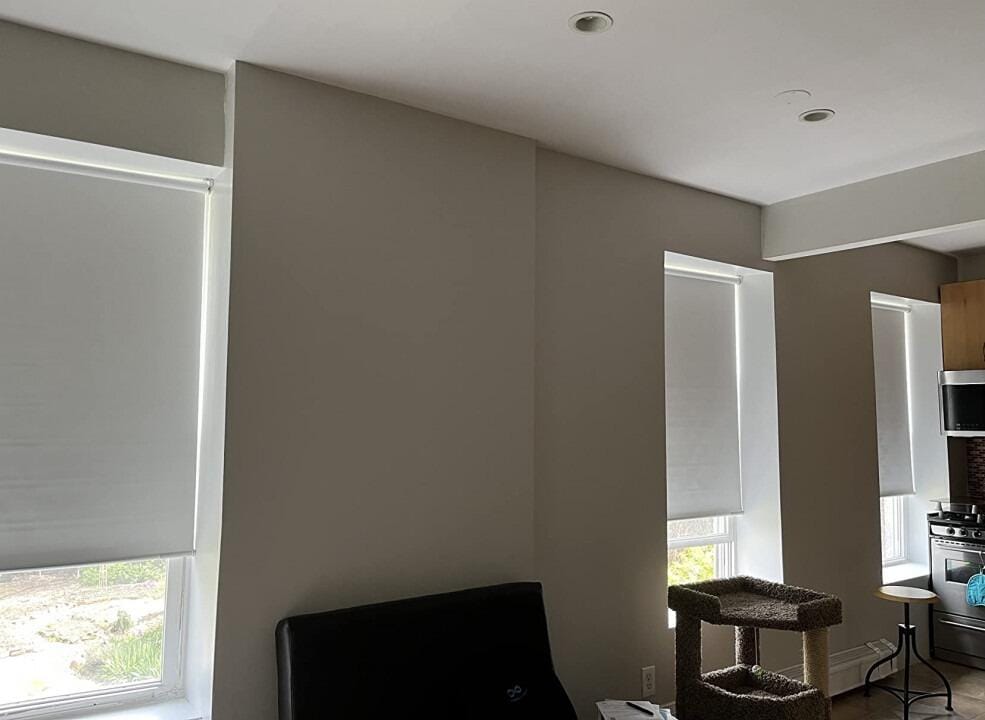 Customer photo review of Smart Motorized Roller Shades 100% Blackout Safari