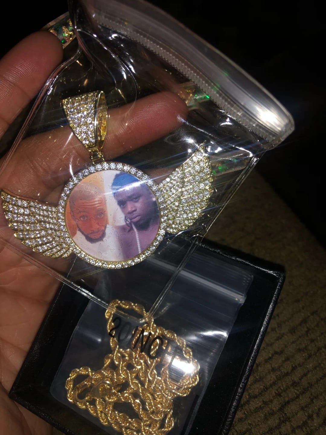 Customer photo review of Angel Wing Photo Necklace With Picture Inside – Custom Personalized Pendant