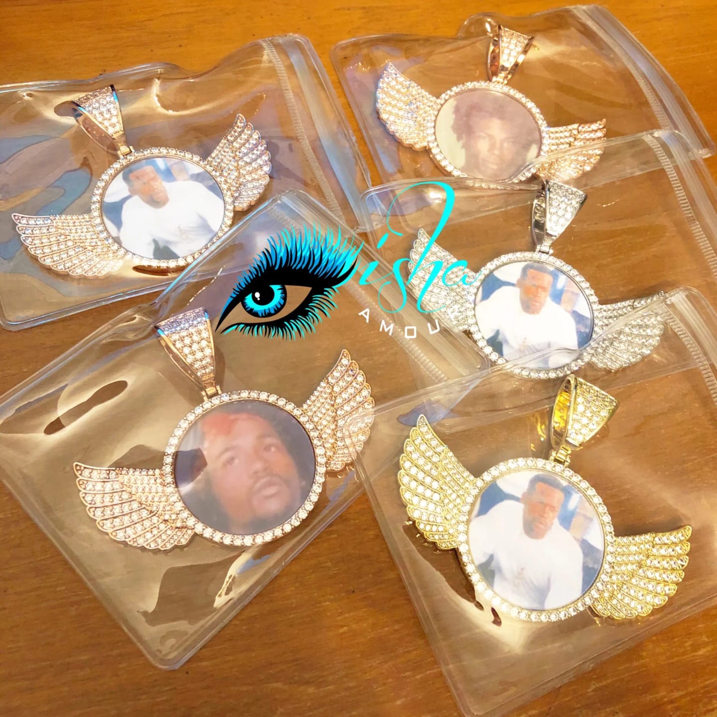 Customer photo review of Angel Wing Photo Necklace With Picture Inside – Custom Personalized Pendant