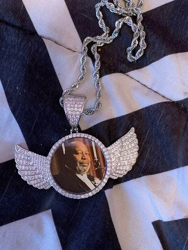 Customer photo review of Angel Wing Photo Necklace With Picture Inside – Custom Personalized Pendant