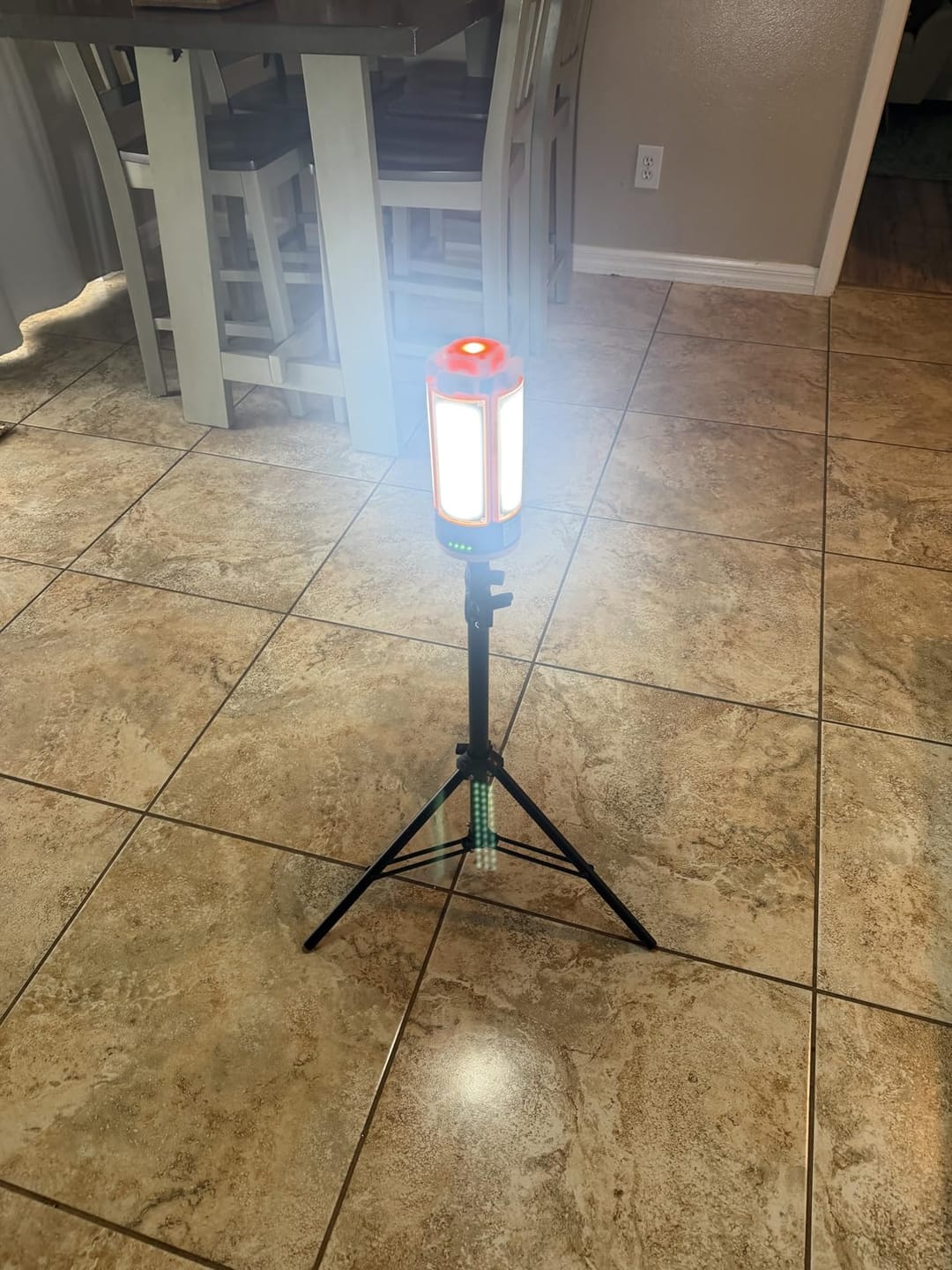 Customer photo review of Rechargeable Camping Light with Stand 4100 Lumens LED Work Light & 4 LED Heads