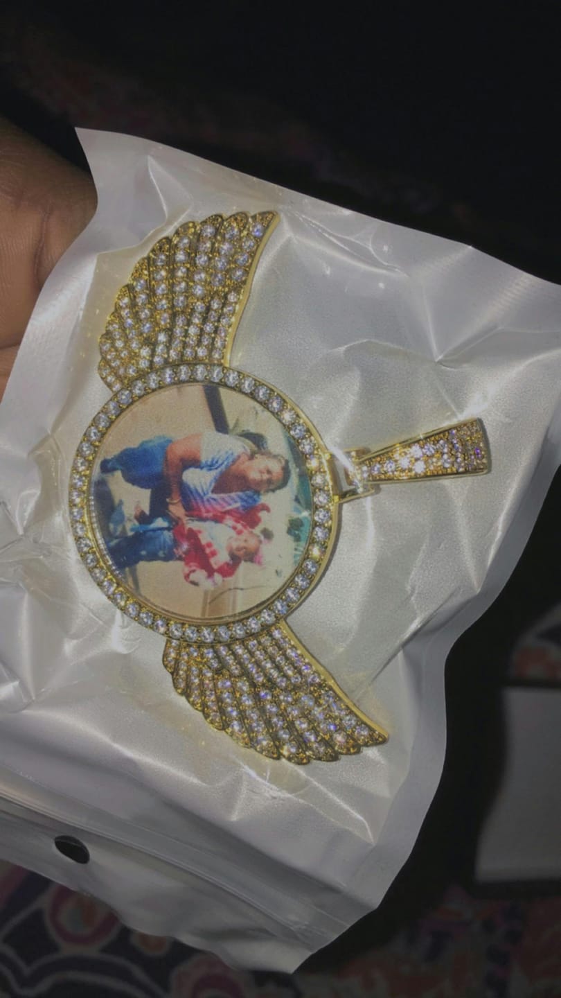 Customer photo review of Angel Wing Photo Necklace With Picture Inside – Custom Personalized Pendant