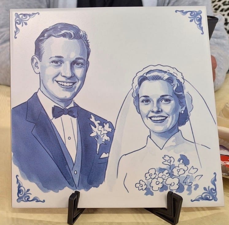 Customer photo review of Delfts Blauw tegeltje bedrukken met jouw foto