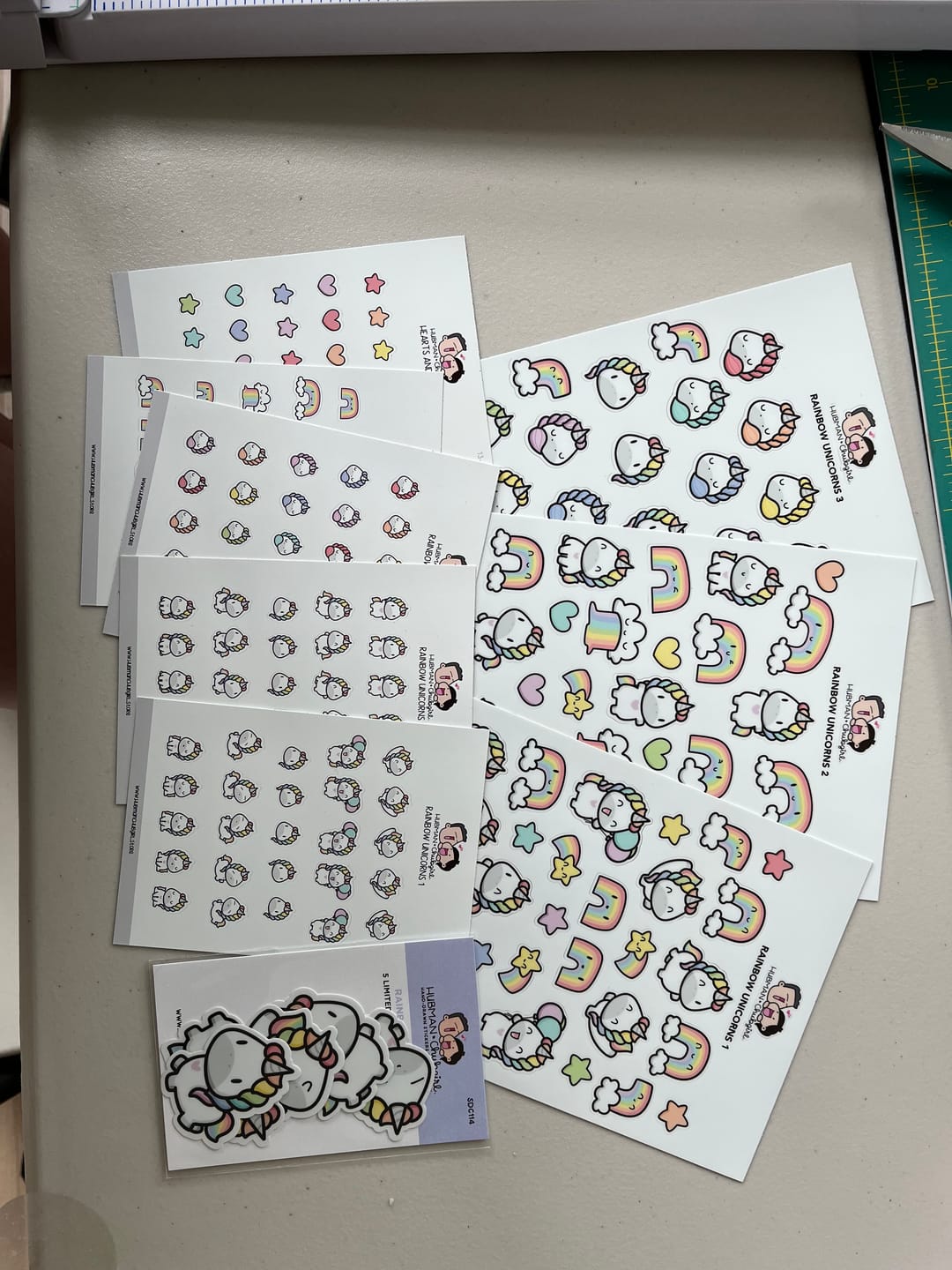 Customer photo review of Rainbow Unicorns Sticker Set