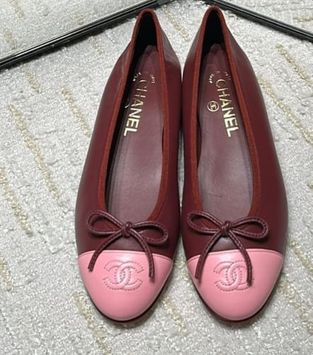 Customer photo review of Chanel 2026 Ballet Flat Burgundy Pink Lambskin