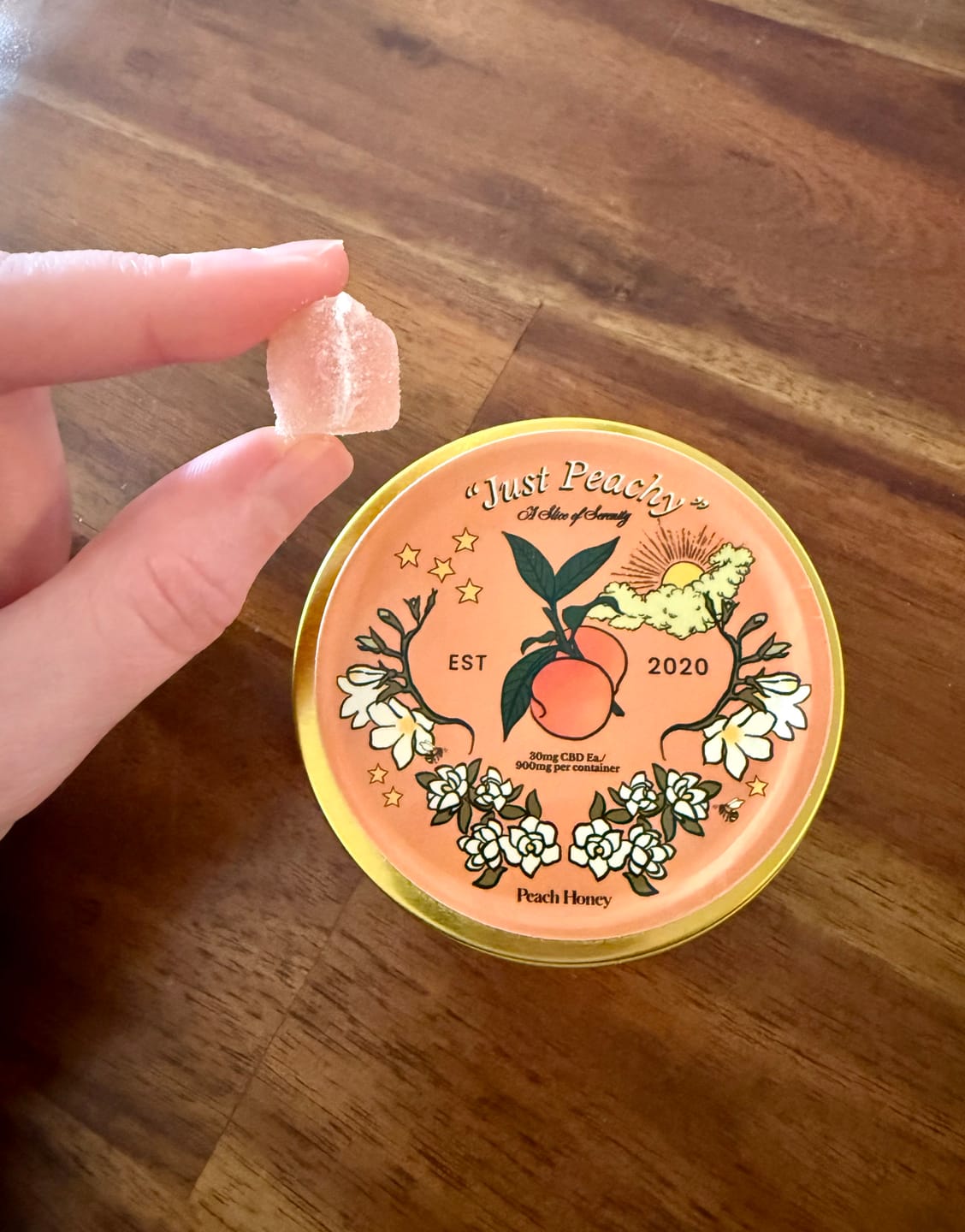 Customer photo review of "Just Peachy" CBD Gummies