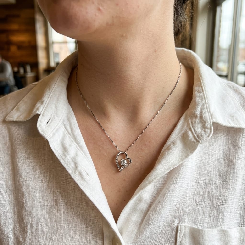 Customer photo review of "Irreplaceable To Us" Forever Love Necklace - Meaningful Appreciation Gift For Wife