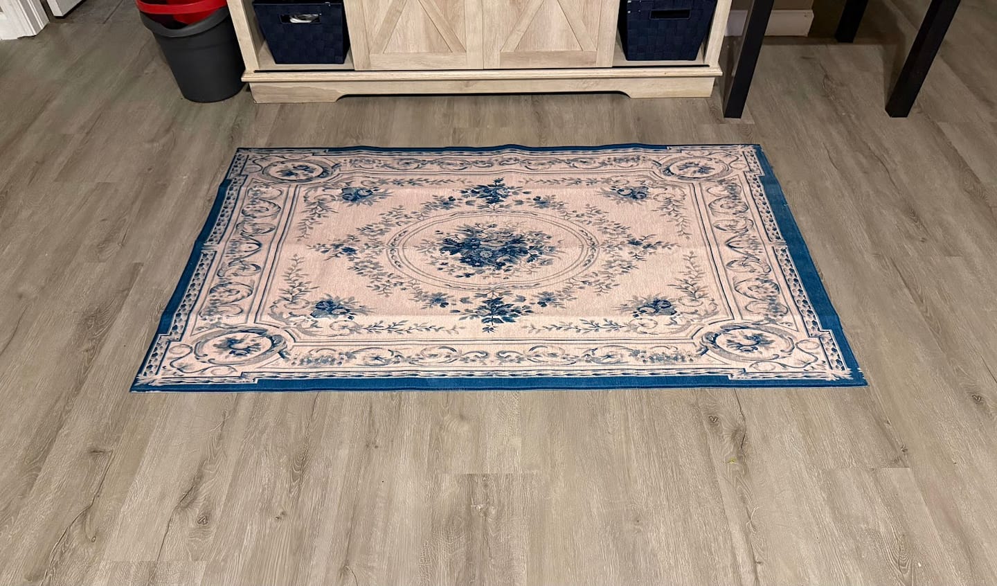 Customer photo review of Aubusson Blue Washable Rug