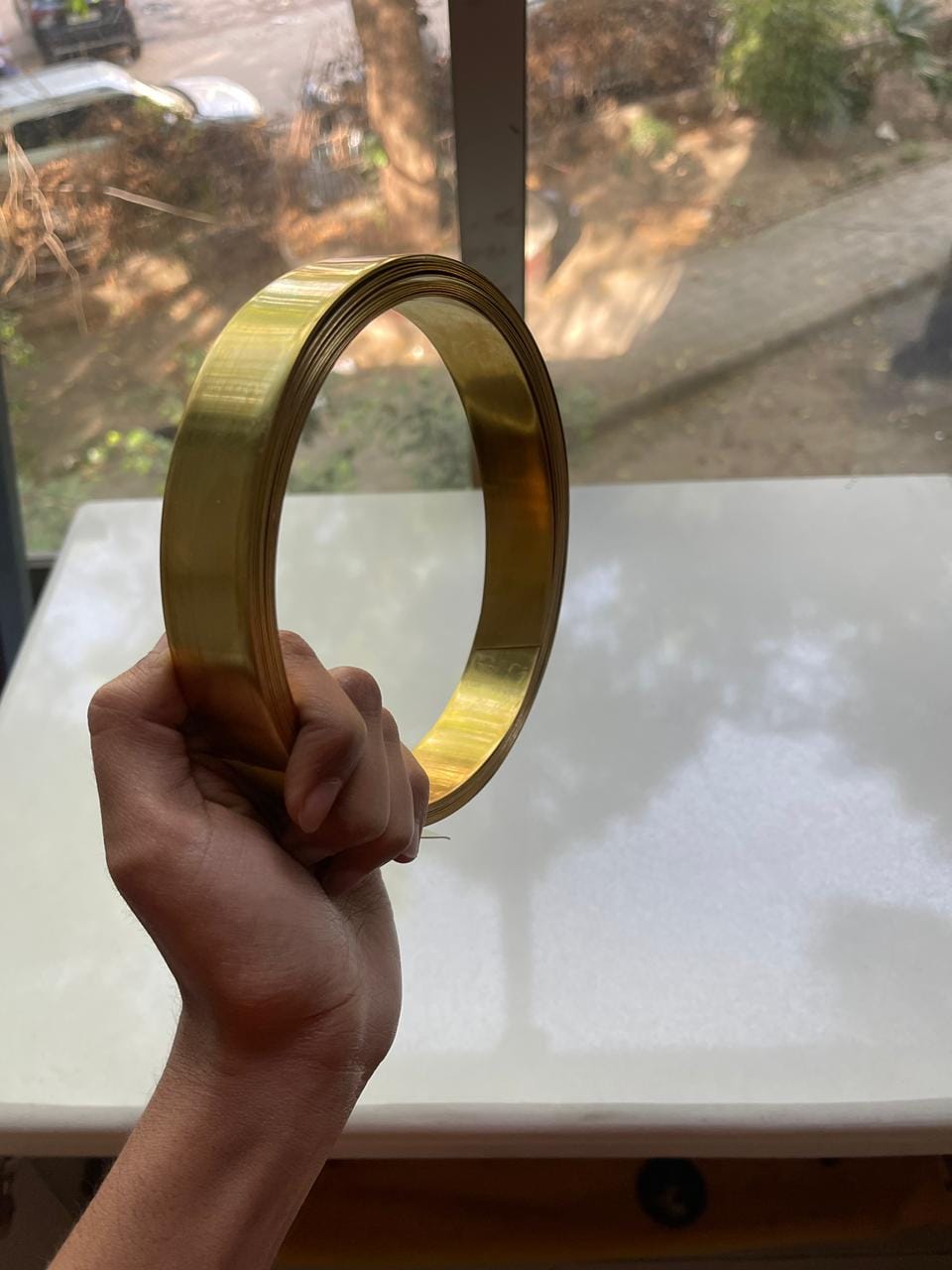 Customer photo review of Pure Brass Metal Strip – Vastu Remedy for South-West Cut & Earth Element Stability | Ideal for Floors, Walls & Structural Defects | 0.5 & 1 mm Thickness | 8-100 Ft Lengths