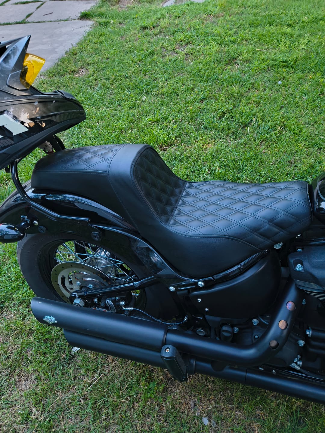 Customer photo review of Iron Born Diamond Stitch 2-Up Seat for 2018+ Harley Softail Street Bob FXBB/S