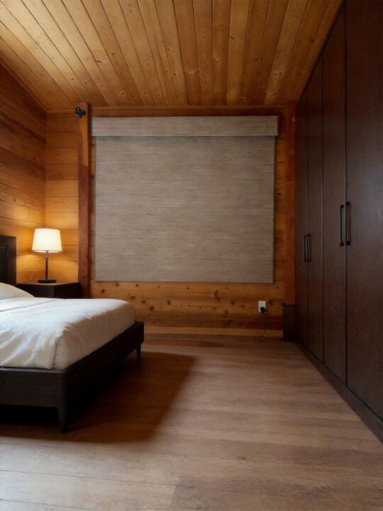 Customer photo review of Smart Motorized Blackout Woven Wood Shades – Viaura
