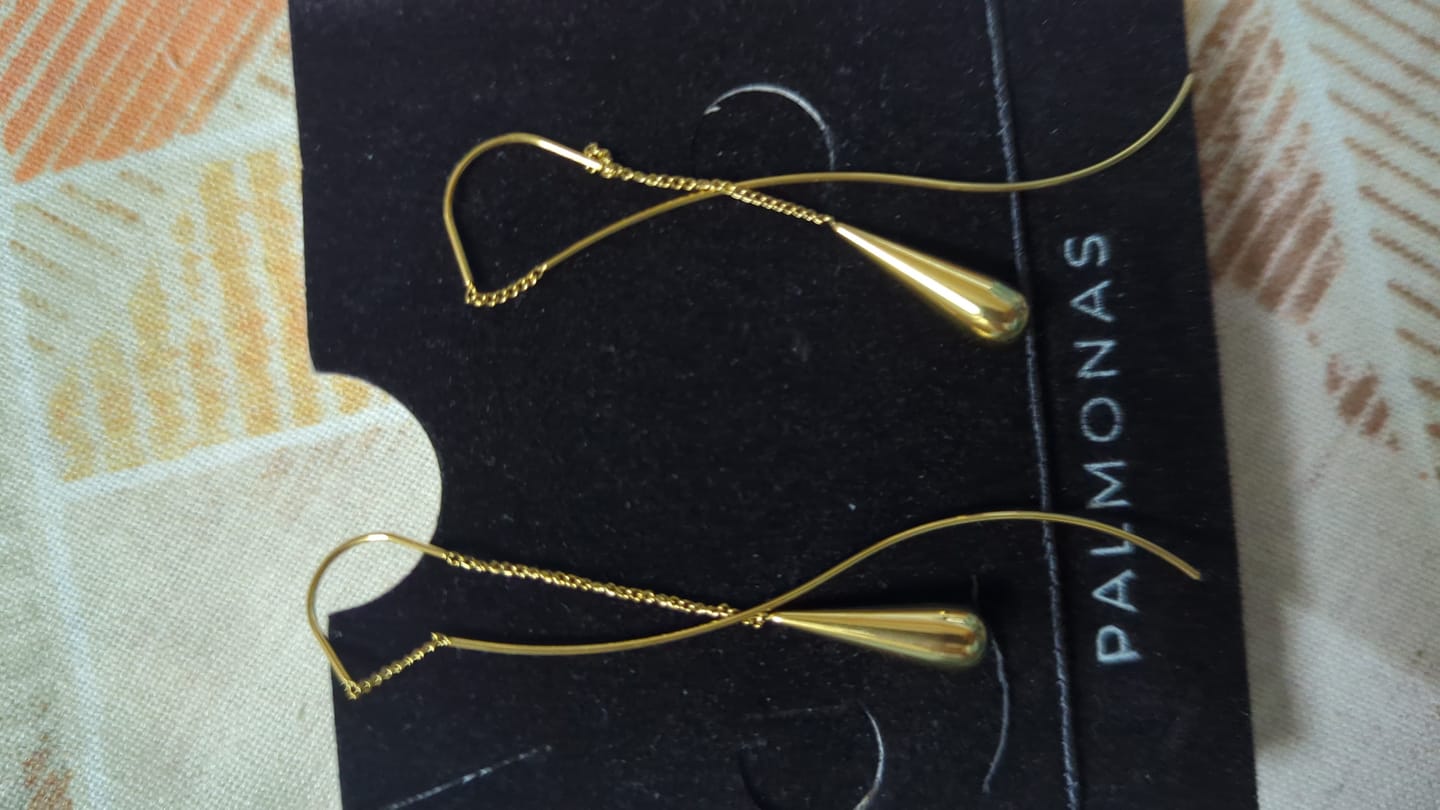 Customer photo review of Gold Water Drop Tassel Earrings