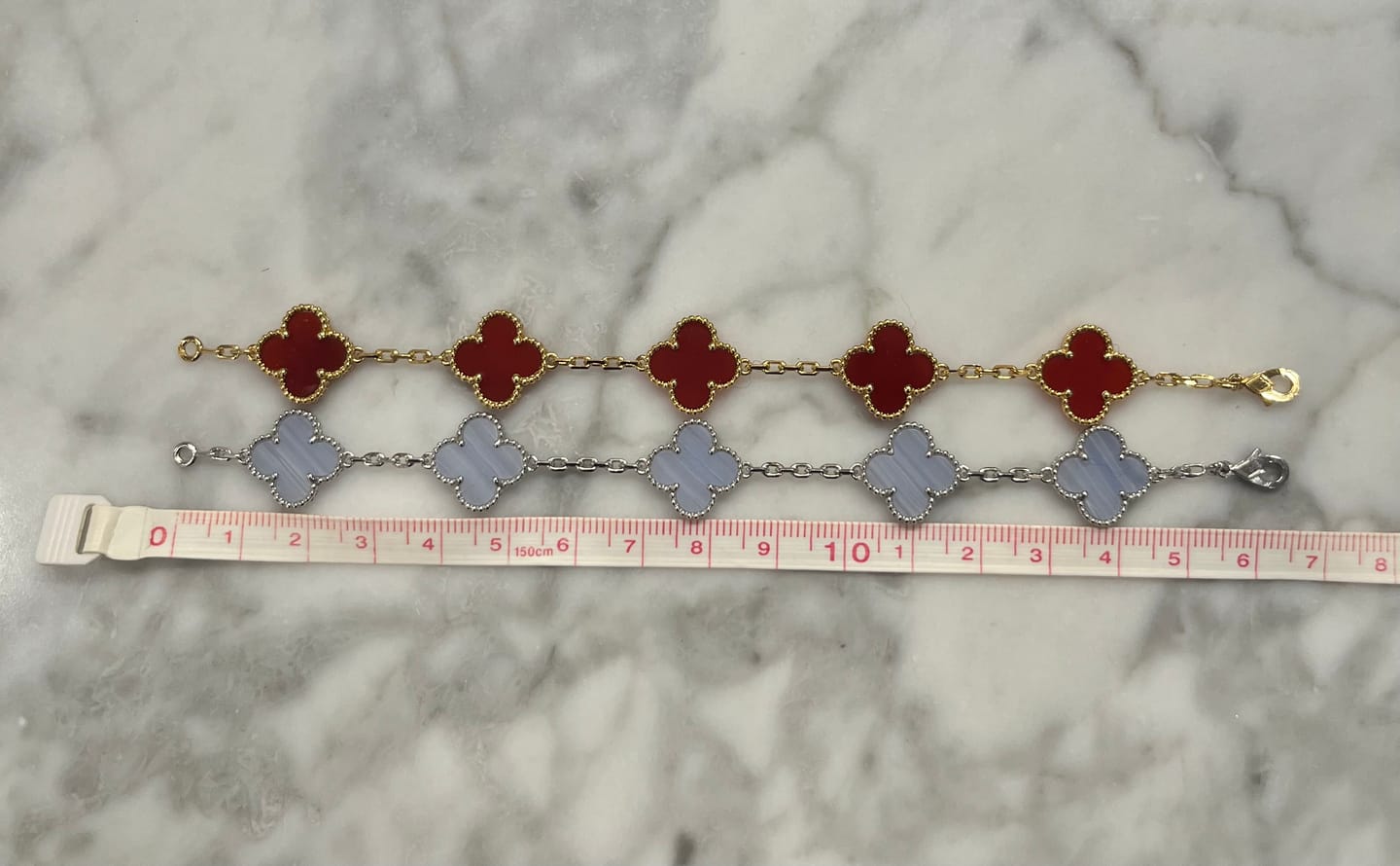 Customer photo review of 925 Silver, Lucky Clover Leaf Bracelet, 18K Gold Plated