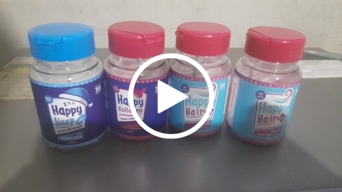 Customer video review of Happy Hair 2 Potes + 1 Melatonina Grátis + 1 Colágeno Grátis