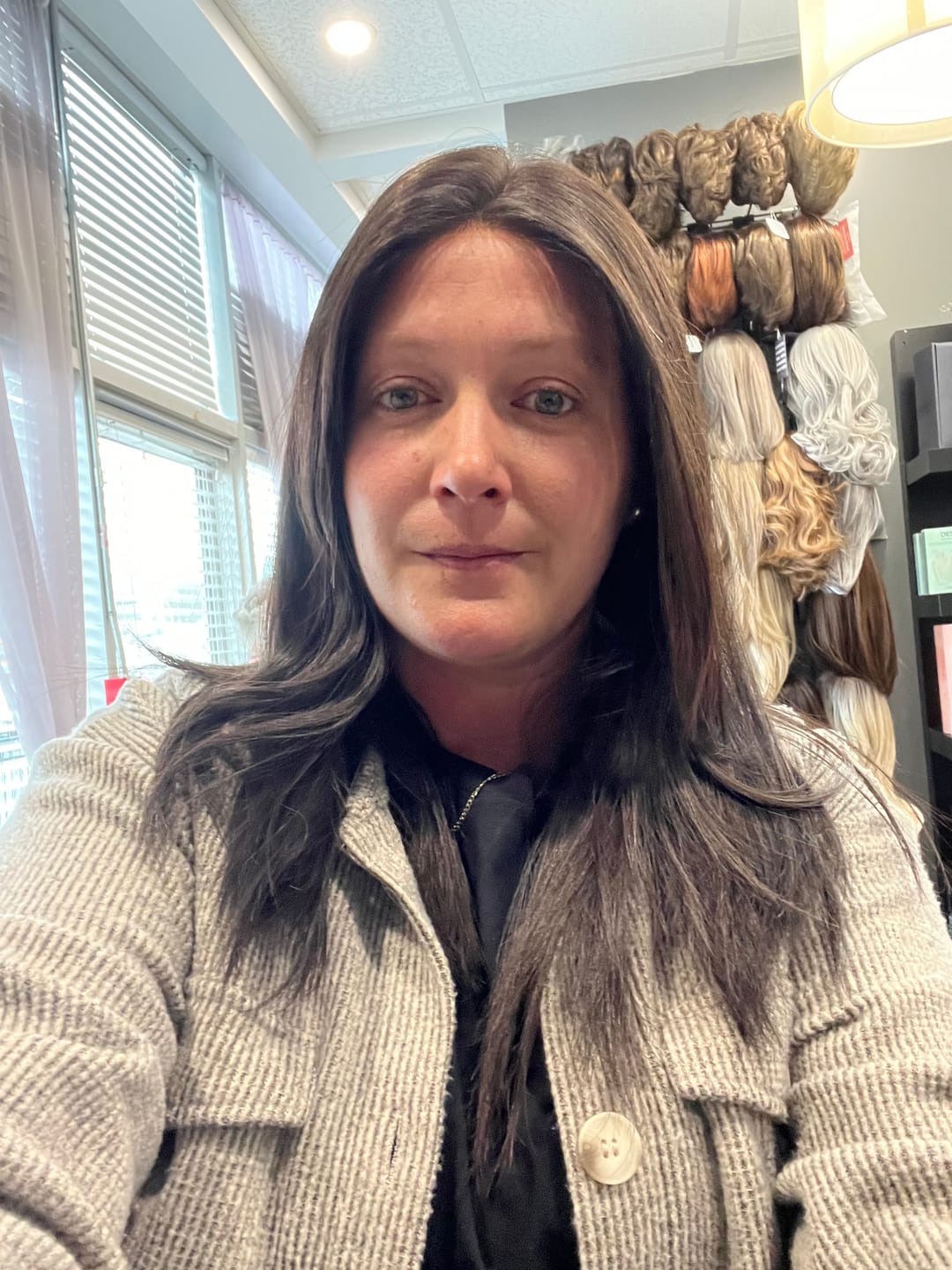 Customer photo review of 18" Lux Lace Wig - Natural Black (M)