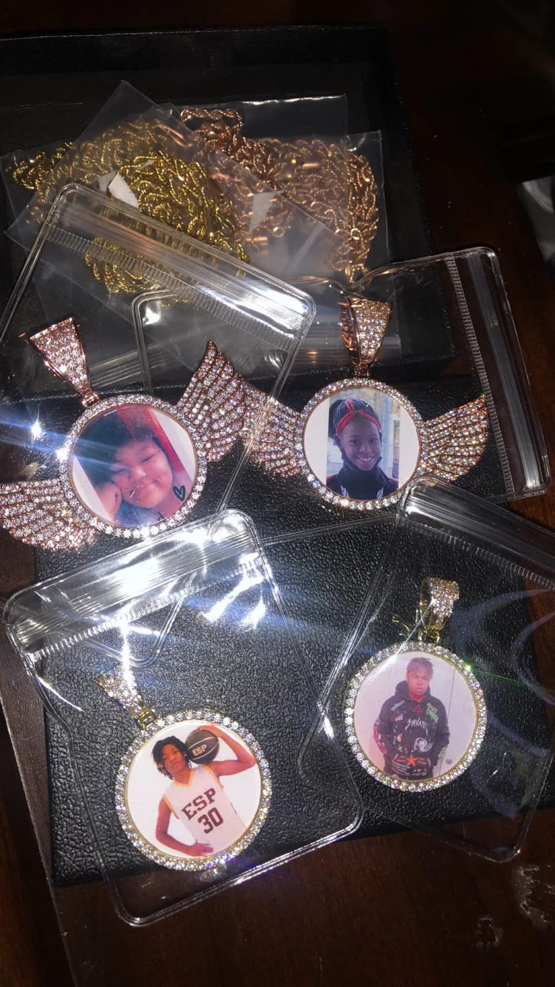 Customer photo review of Medallion Photo Necklace With Picture Inside – From Son or Daughter – Custom Personalized Pendant