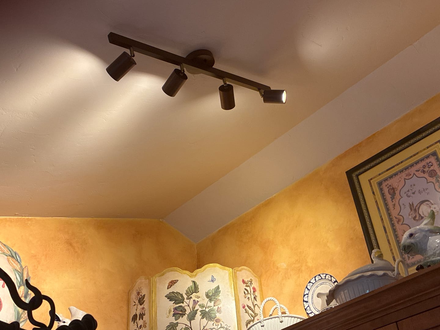 Customer photo review of Farmhouse Walnut Wood 4-Light Linear Semi Flush Track Light