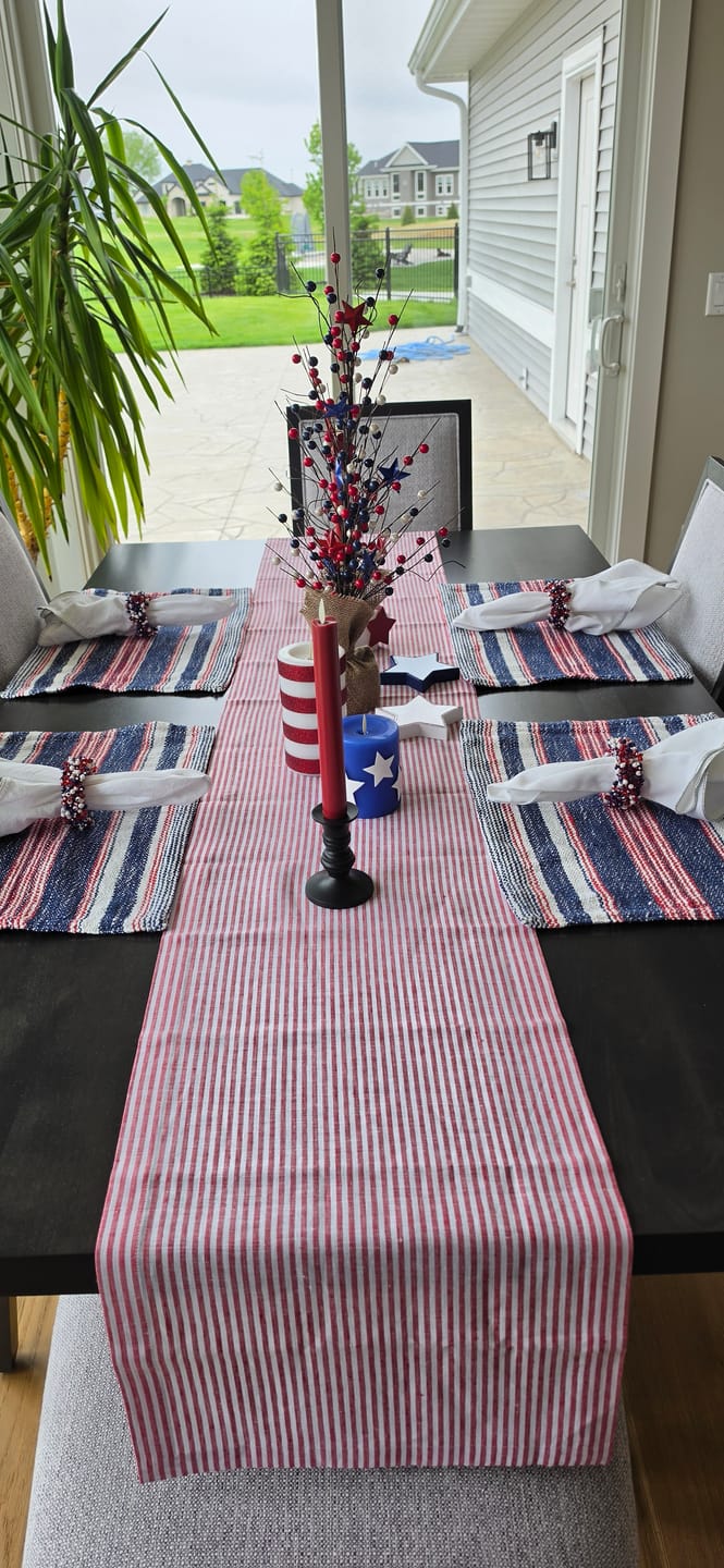 Customer photo review of Narrow Stripe Table Runner