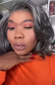 Customer photo review of Luvwin Salt & Pepper Layered Blowout Wave Beginner Friendly Glueless  Gray Wig 100% Human Hair