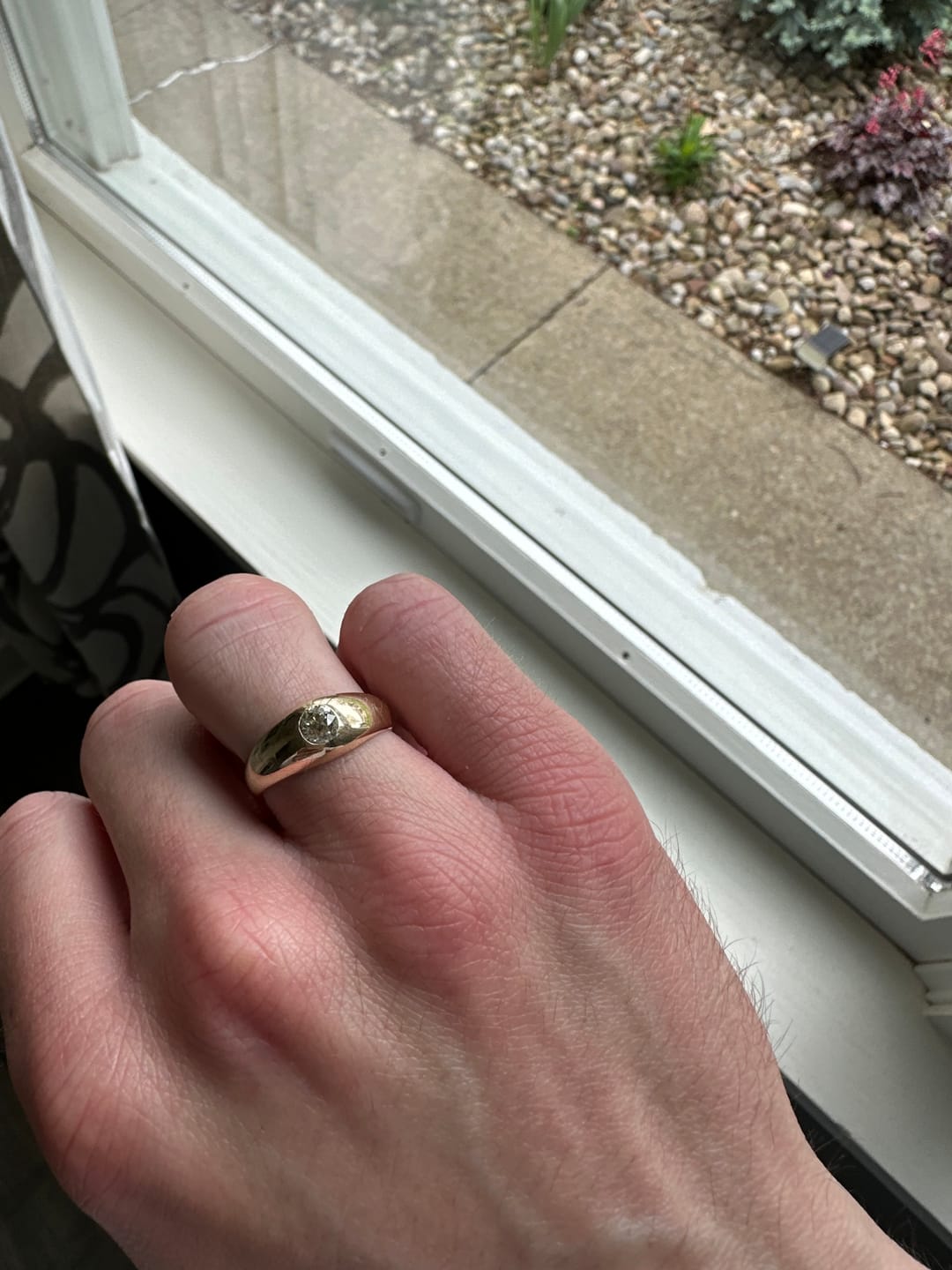 Customer photo review of Vintage 14k Yellow Gold .51ct Old Mine Cut Diamond Flush-Set Sparkling Ring 8.50