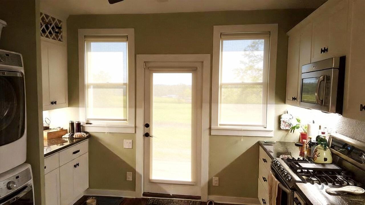 Customer photo review of Smart Motorized Light Filtering Sheer Roller Shades Translucent Vision