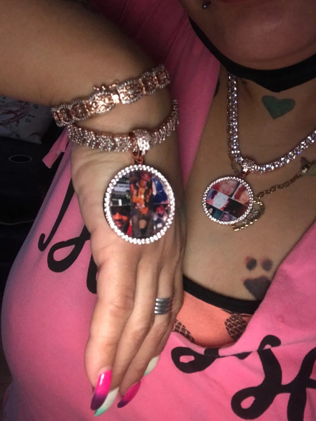 Customer photo review of Medallion Photo Necklace With Picture Inside – From Son or Daughter – Custom Personalized Pendant