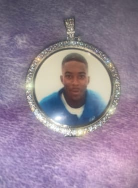 Customer photo review of Medallion Photo Necklace With Picture Inside – From Son or Daughter – Custom Personalized Pendant