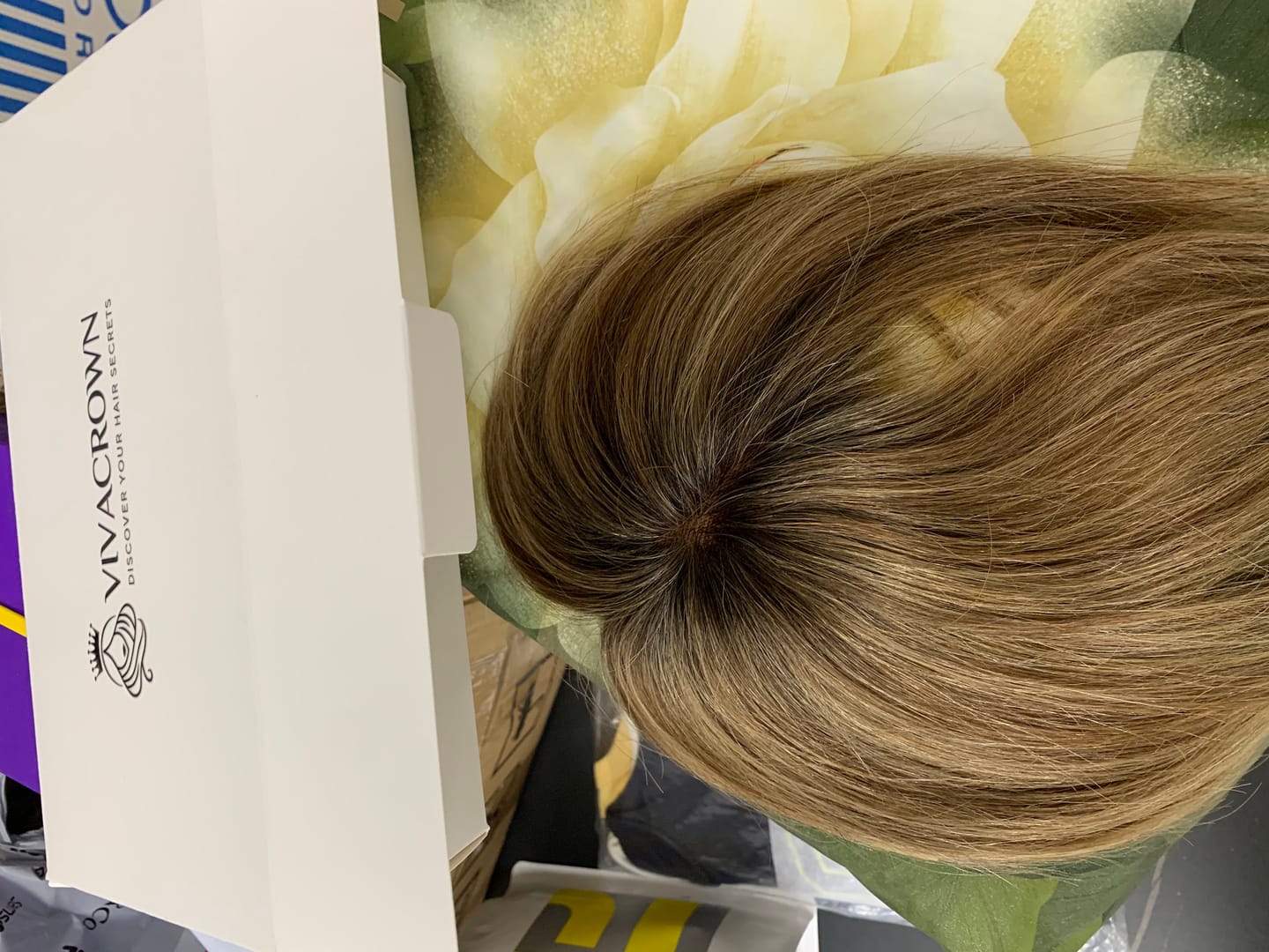 Customer photo review of 9*9cm Base Silver Full Hand tied Mono Base 100% Virgin Remy Hair Topper