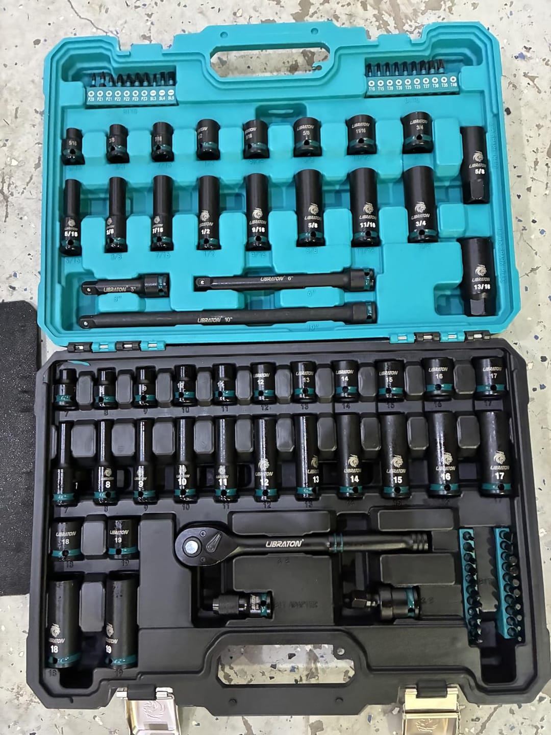 Customer photo review of Libraton 90PCS 3/8" Drive Master Impact Socket & Ratchet Set - Product Description