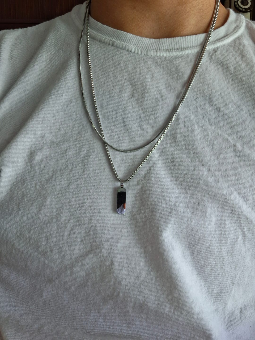 Customer photo review of Minimal Pendant Necklace Duo
