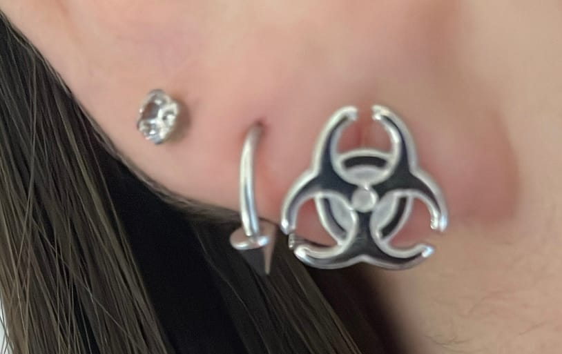 Customer photo review of BIOHAZARD STUD EARRING