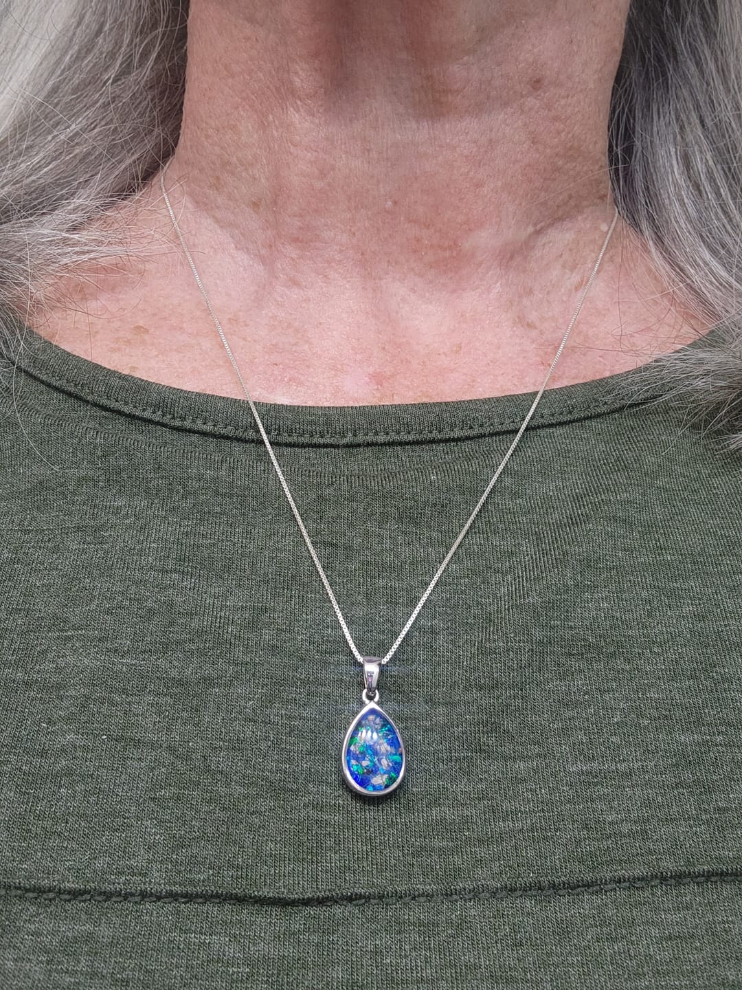 Customer photo review of Petite Pear Drop with Cremation Ashes