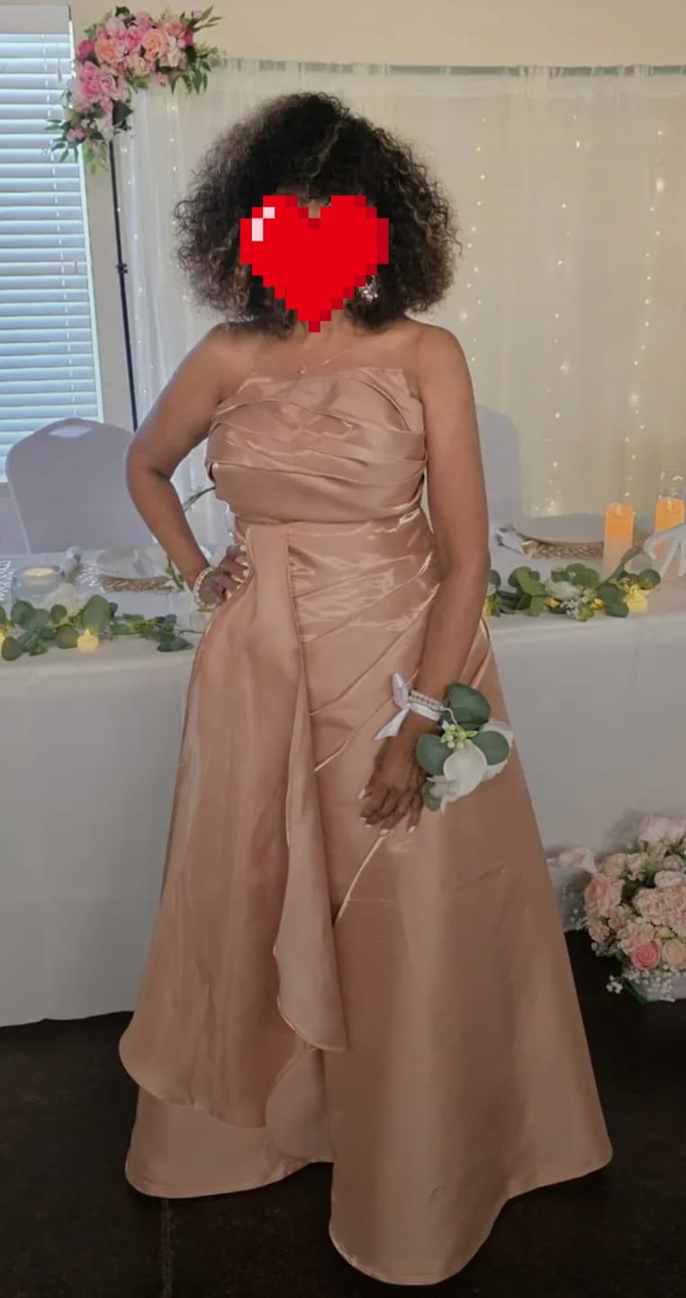 Customer photo review of Gold Liquid Bridal Satin