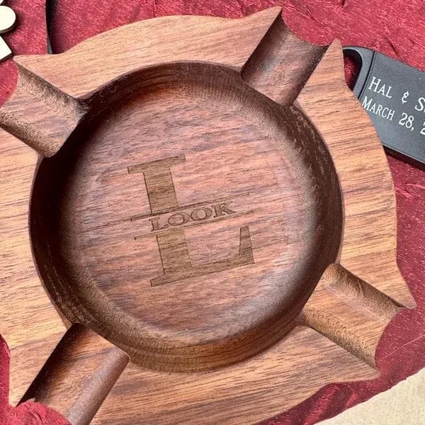 Customer photo review of Personalized Name Walnut Cigar Ash Tray for Dad,Grandpa,Boyfriend,Friend