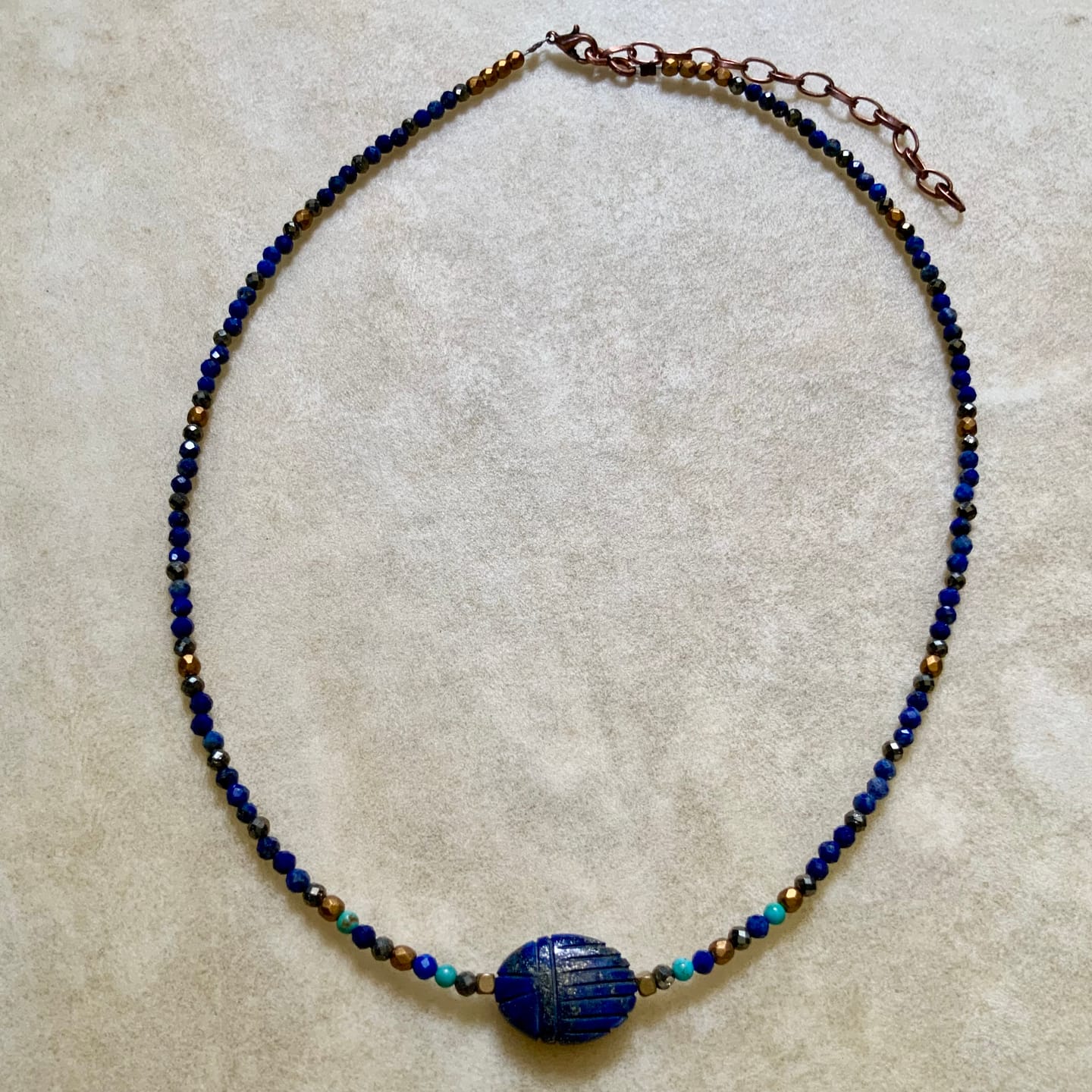 Customer photo review of Lapis Lazuli,3mm Natural Gemstone Faceted Rondelle, One full strand, about 120beads,16", 0.6mm hole