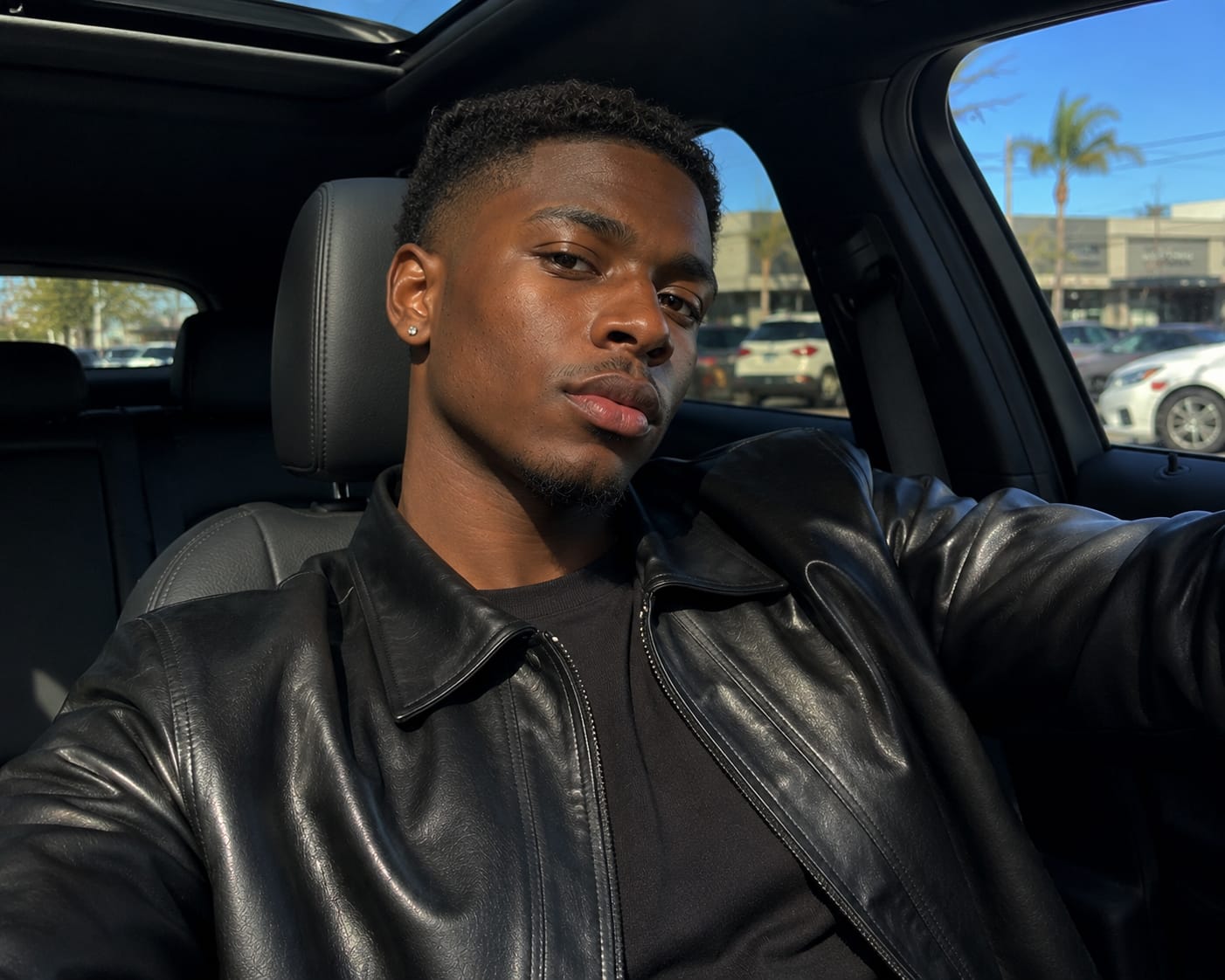 Customer photo review of Nonchalant Black Harrington Leather Jacket For Men
