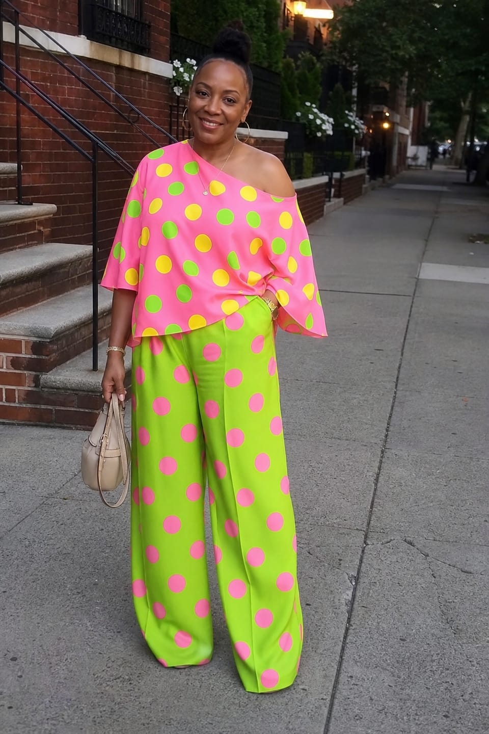 Customer photo review of Long Sleeves Loose Asymmetric Polka-Dot One-Shoulder Blouses&Shirts Tops