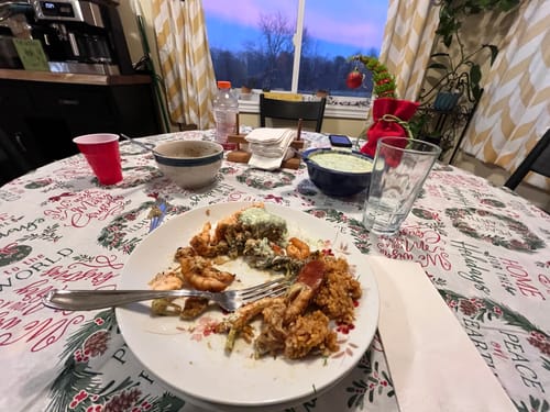 Customer's photo of a Christmas meal shared with their review of The Holiday Box.