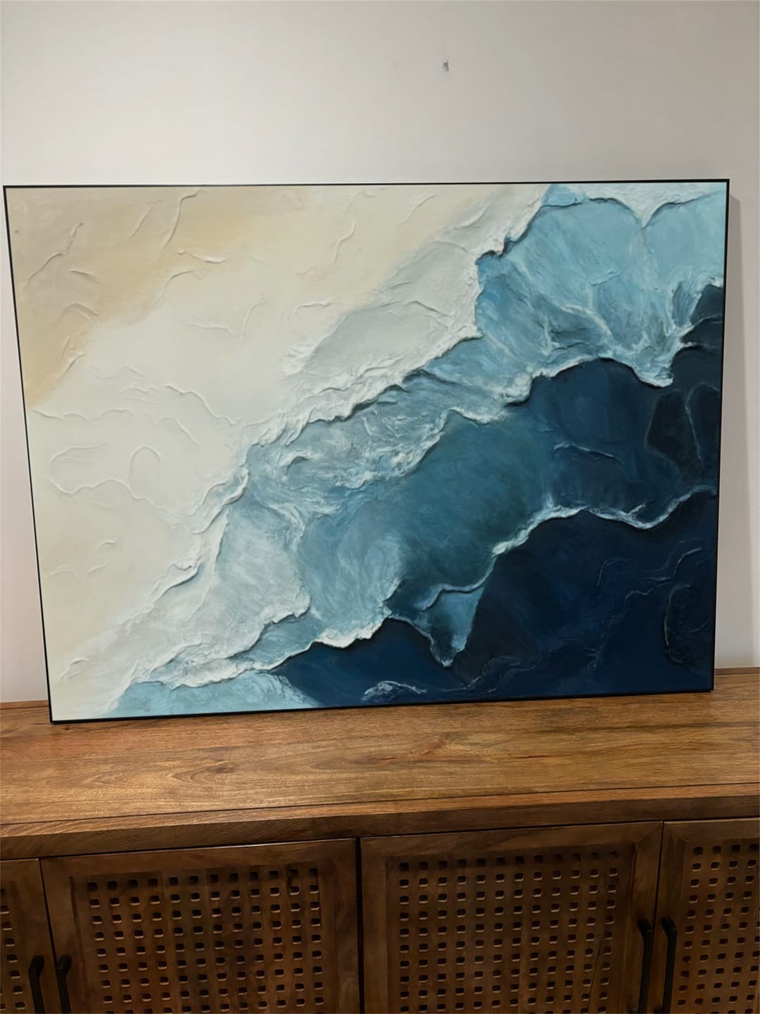 Customer photo review of Blue Textured Minimalist Wall Art #BL007