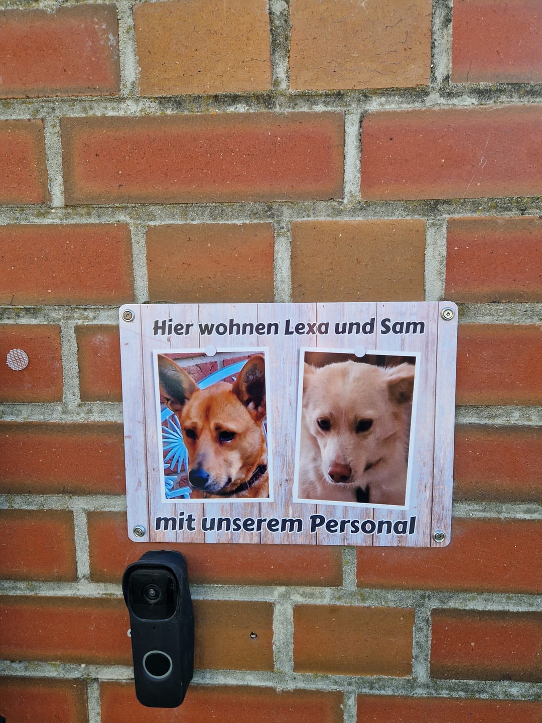 Customer photo review of Hunde-Türschild personalisiert mit Foto & Text (UV- und wetterfest)