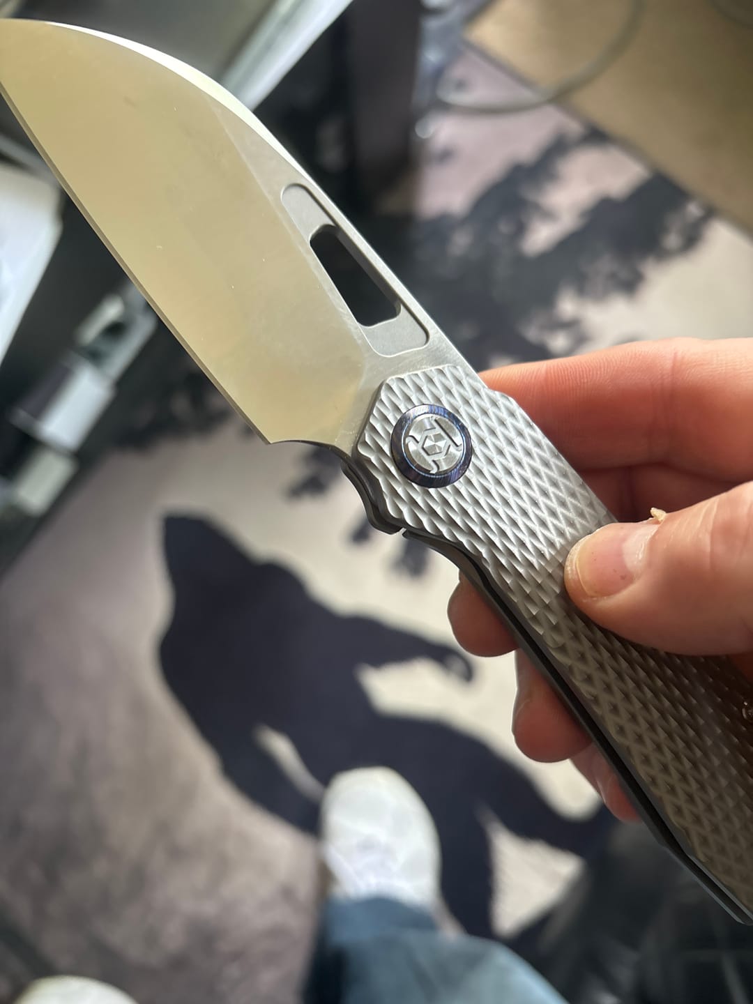 Customer photo review of Kunwu Diablo Titanium Frame Lock Pocket Knife Vanax 3.5"