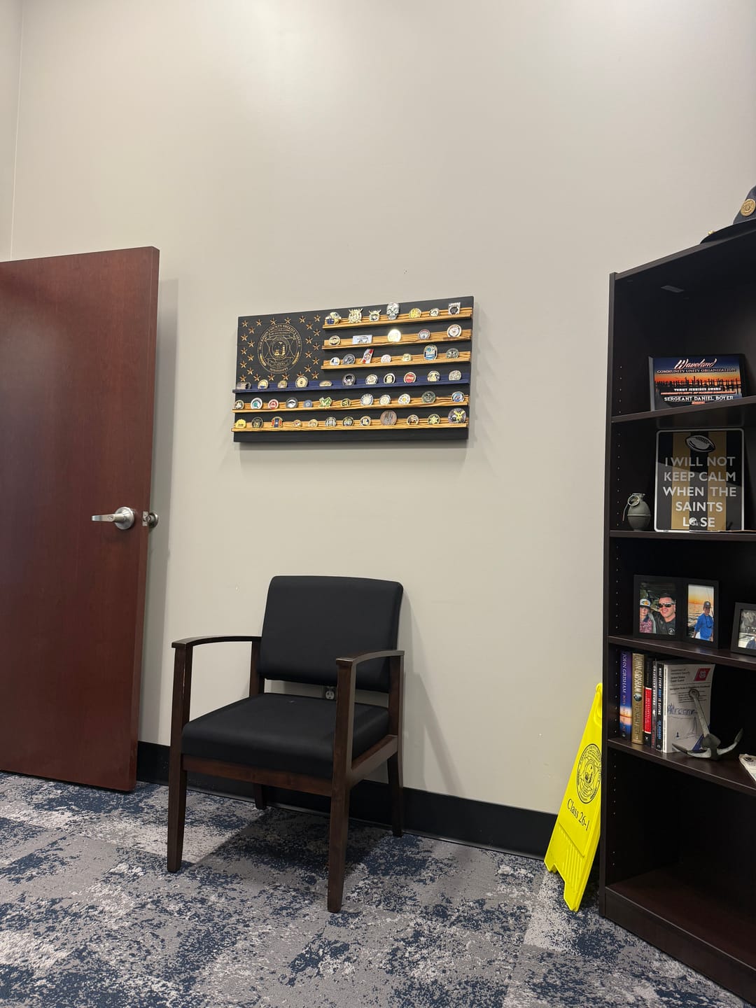 Customer photo review of Challenge Coin Display Rack Holder - Rustic American Flag