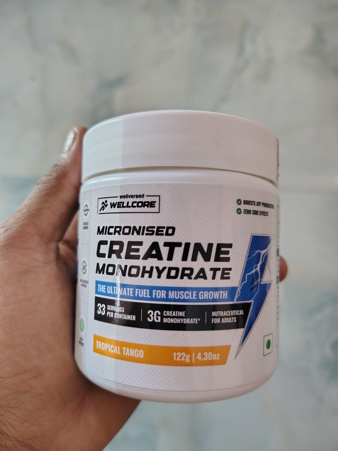 Customer photo review of Wellcore - Pure Micronised Creatine Monohydrate (122g, 33 Servings) Tropical Tango