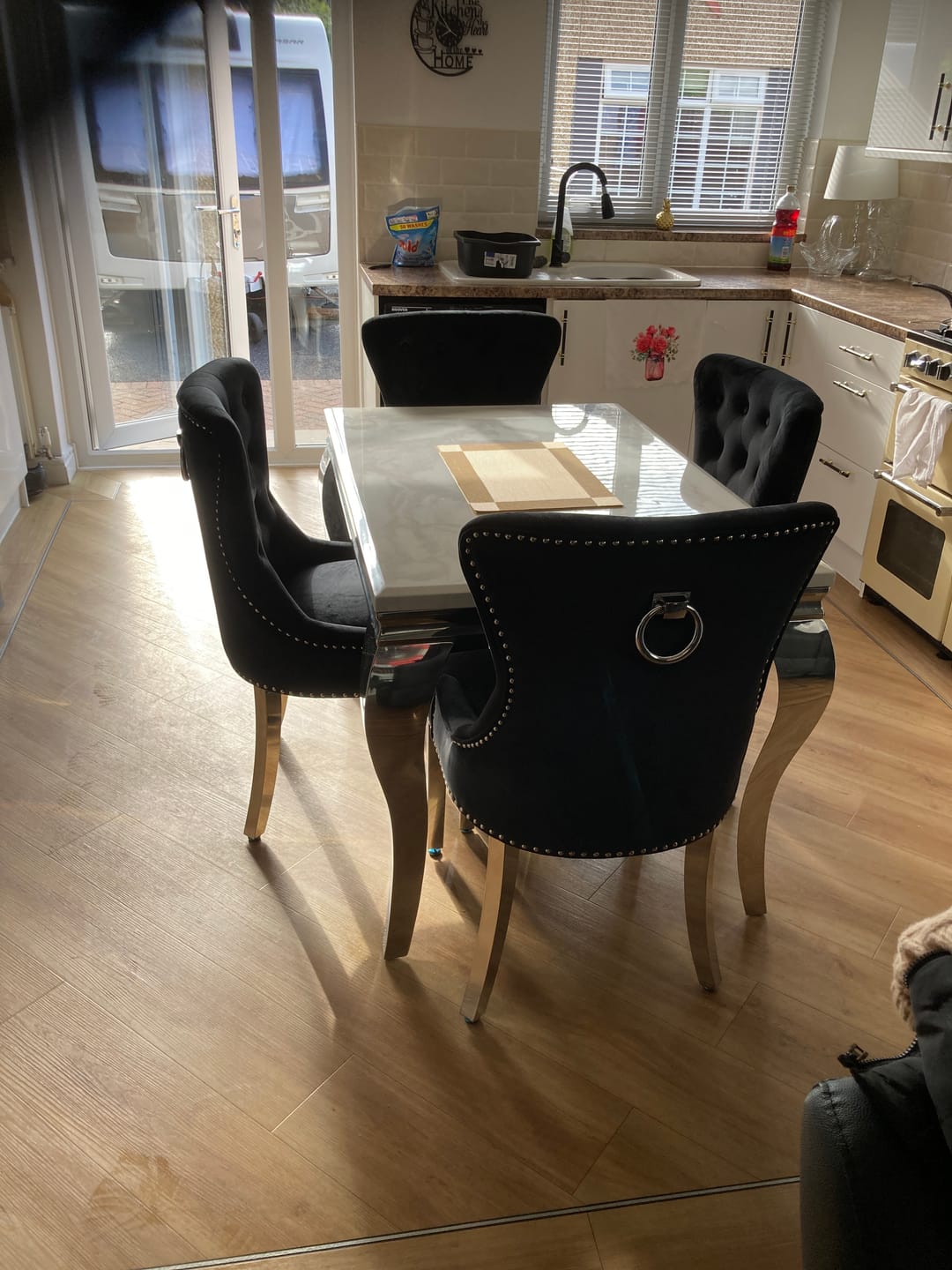 Customer photo review of Vienna Marble Dining Table With Chelsea Ring Knocker Chairs