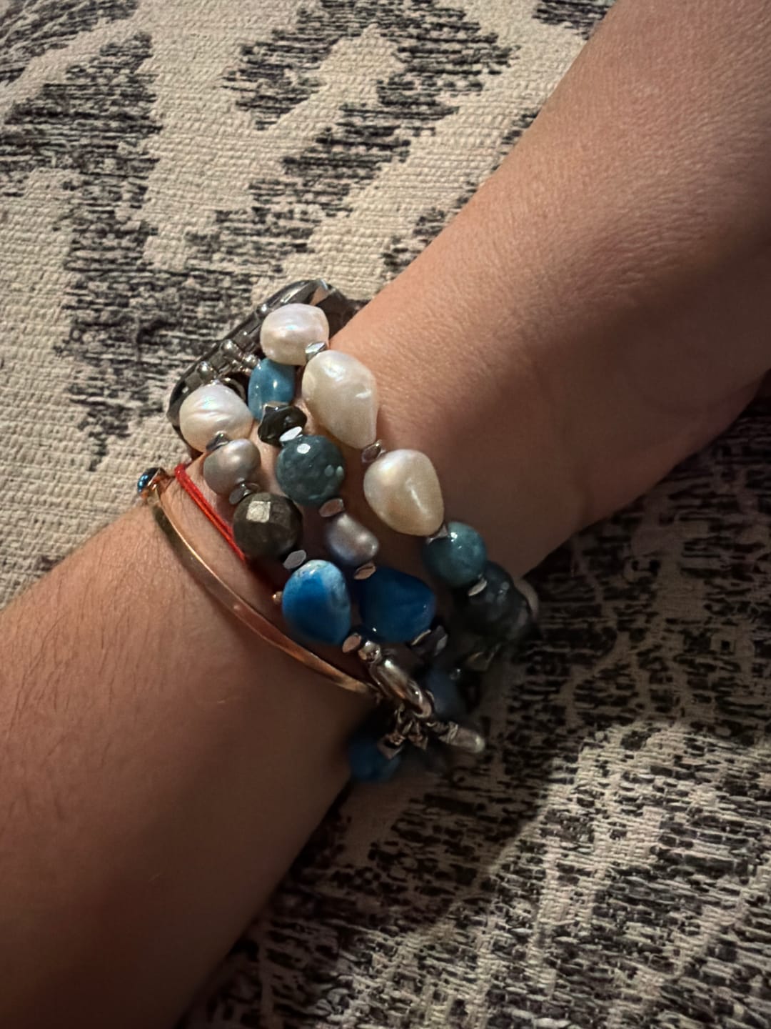Customer photo review of Bohemian Frost Stretch Apple Watch Strap