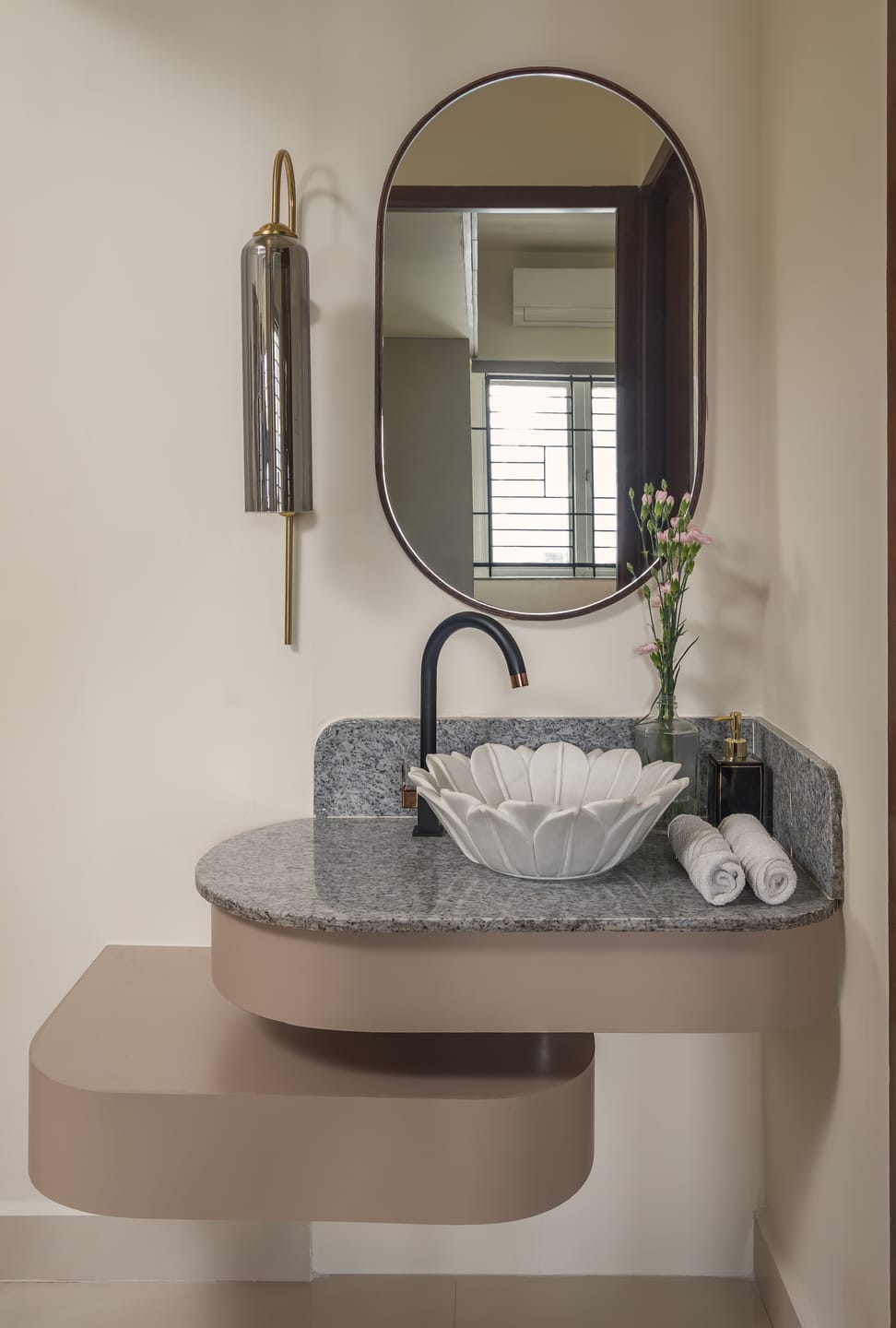 Customer photo review of The Scallop Marble Wash Basin - Hand Carved Fluted Stone Vessel Sink - lehomedecor